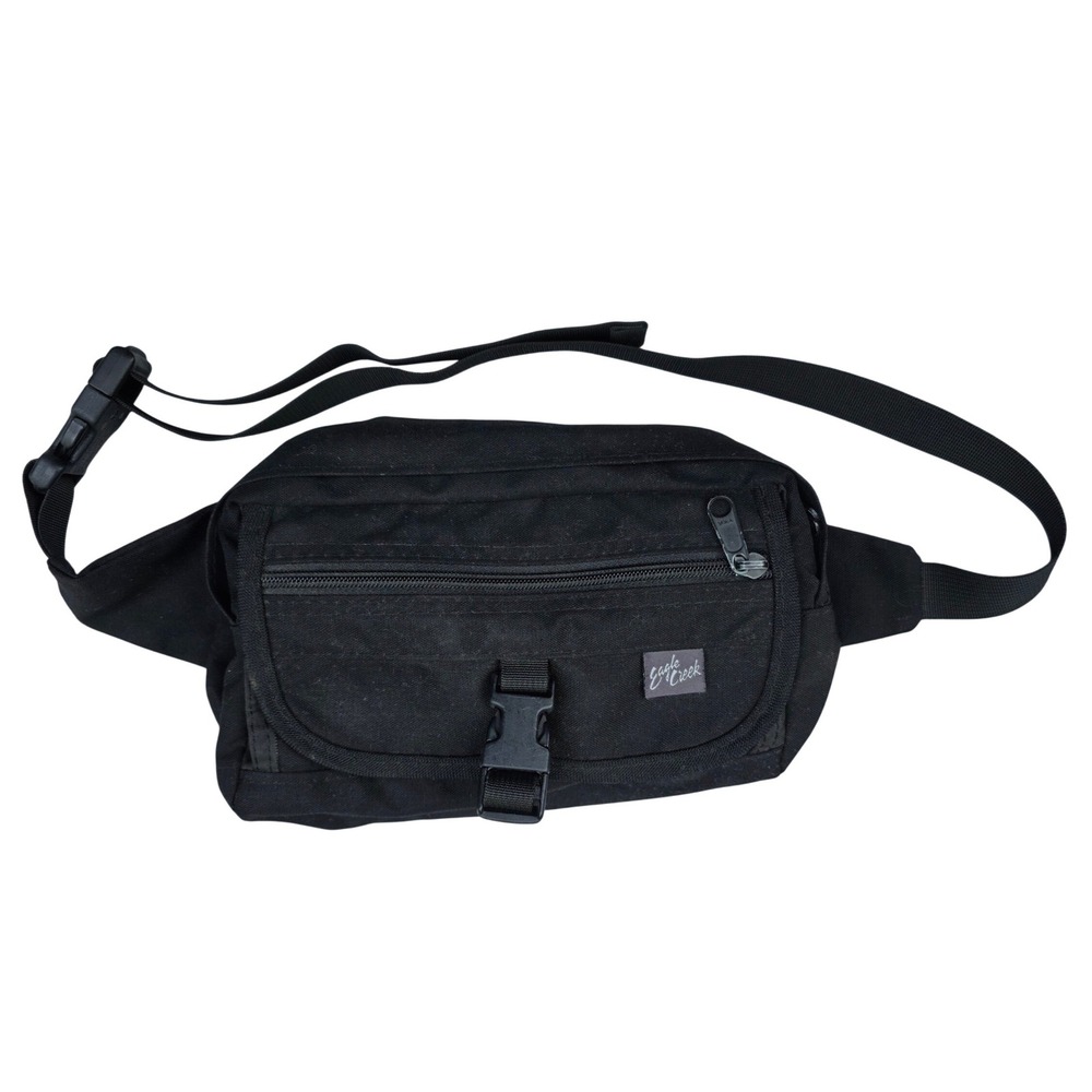 Vintage Eagle Creek Fanny Pack Black Travel Bag Crossbody Y2K Waist Pack - Picture 2 of 6